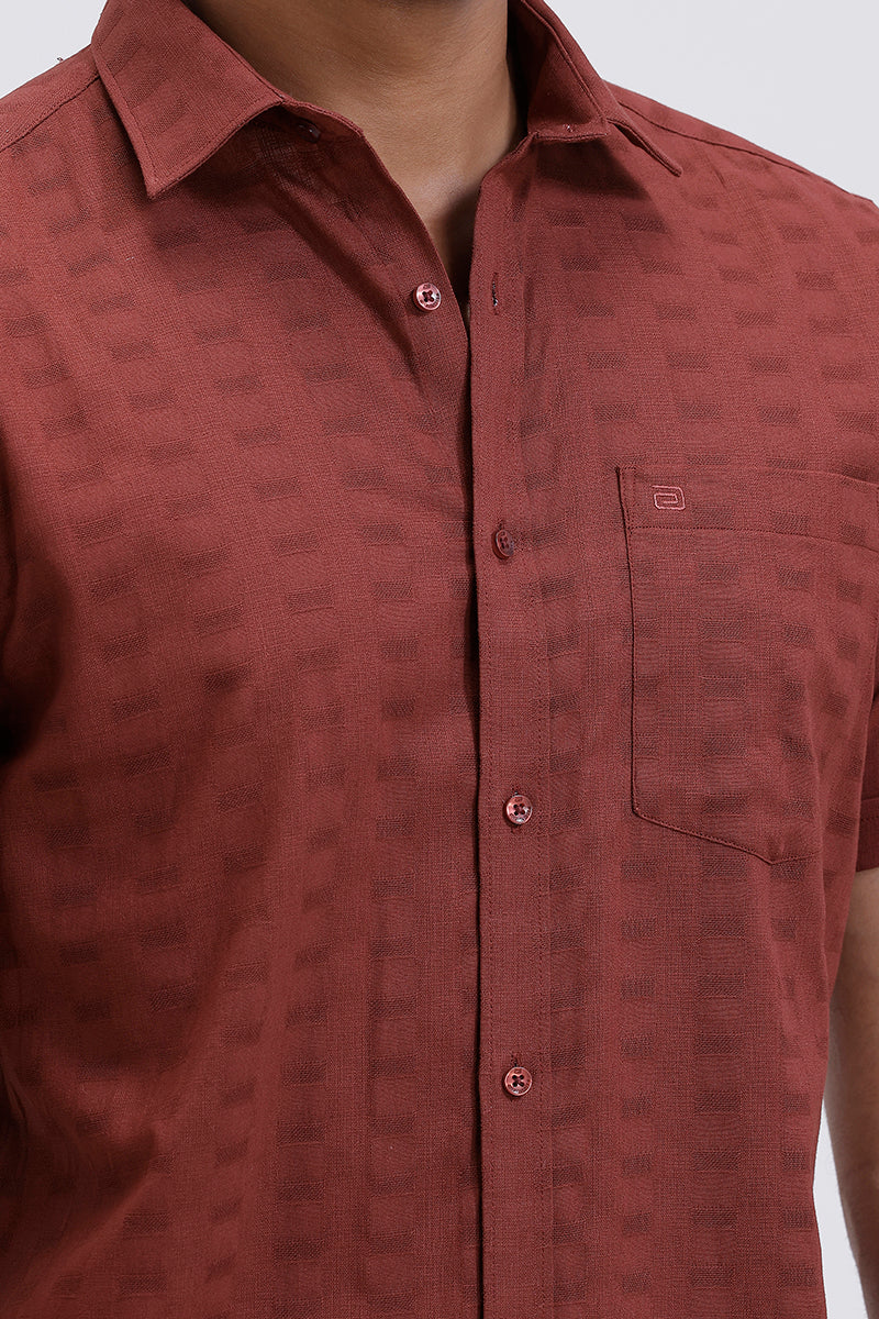 Mexican dobby deep brick red shirt for men