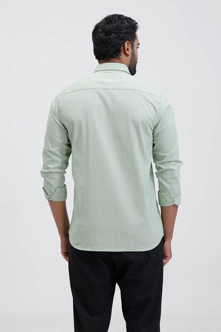 Men’s formal sage green shirt with dobby texture