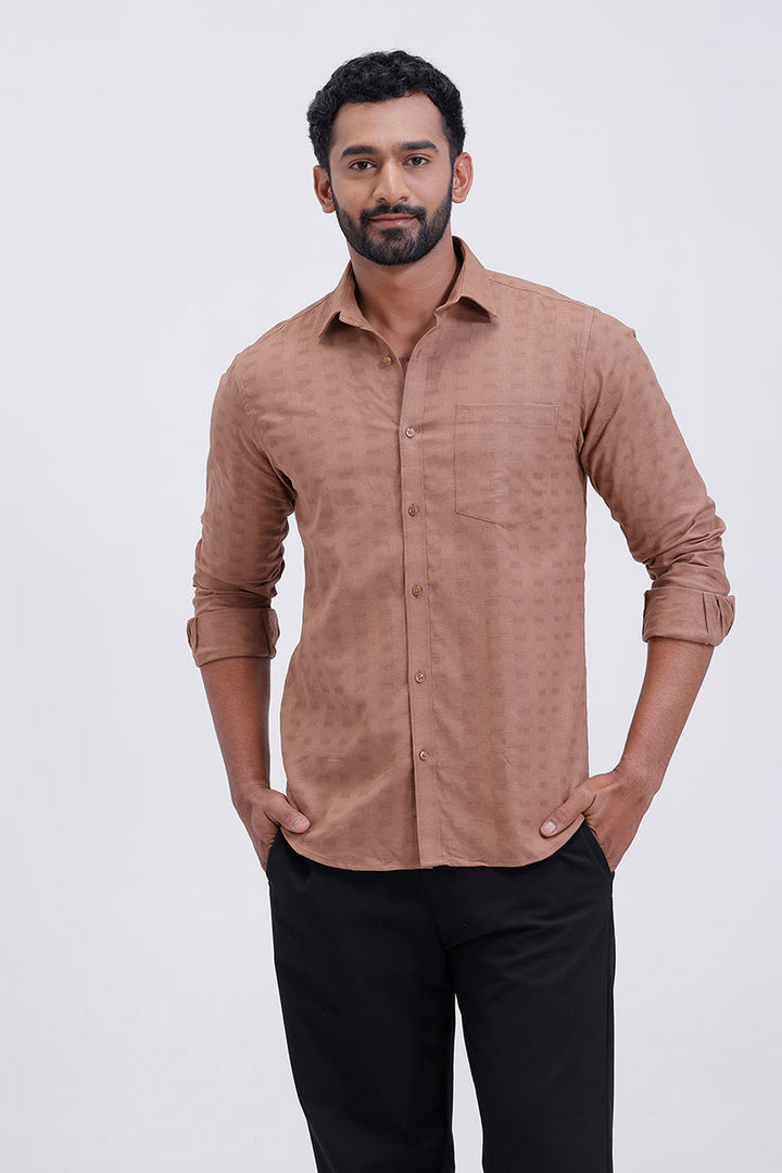 Classic tan brown formal shirt for men