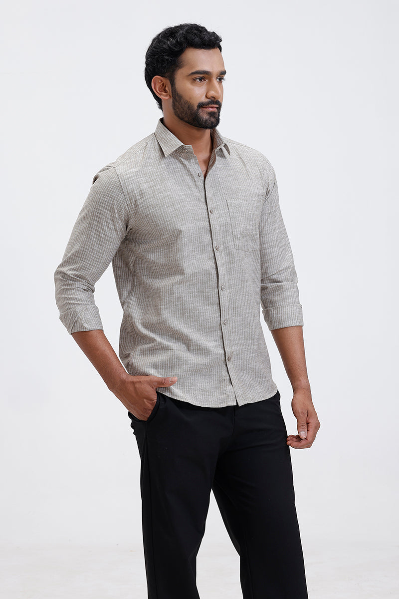 stylish stone olive men casual shirt jeta