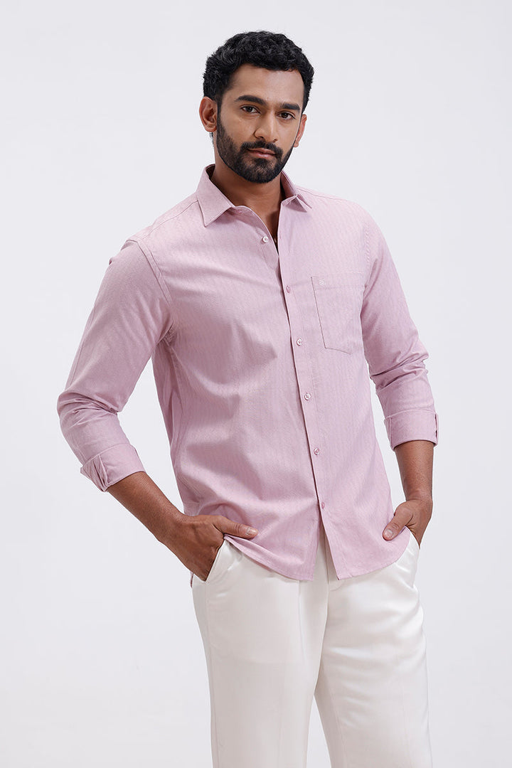 Men’s formal dusty rose pink shirt with dobby texture