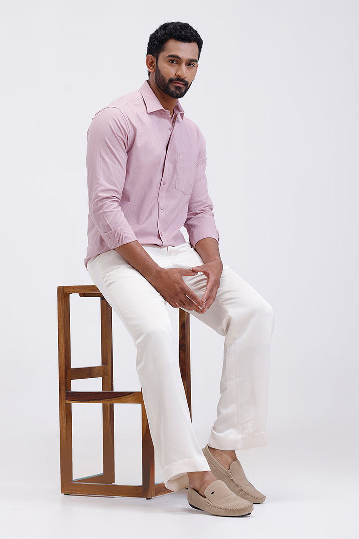 Dusty rose pink Mexican dobby formal shirt for men