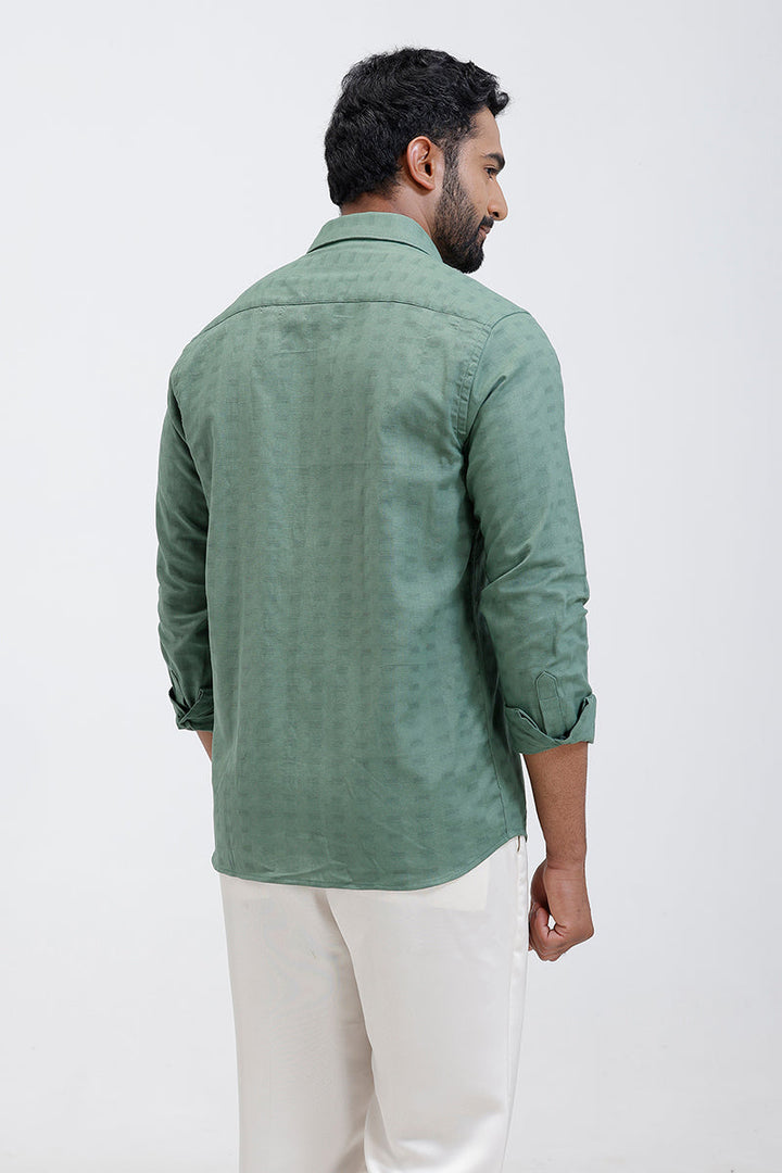 Ariser light olive green textured formal shirt