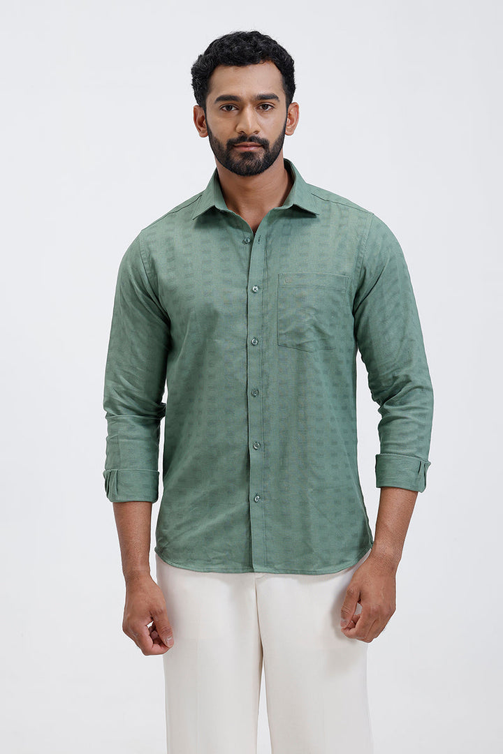 Light olive green formal shirt for men