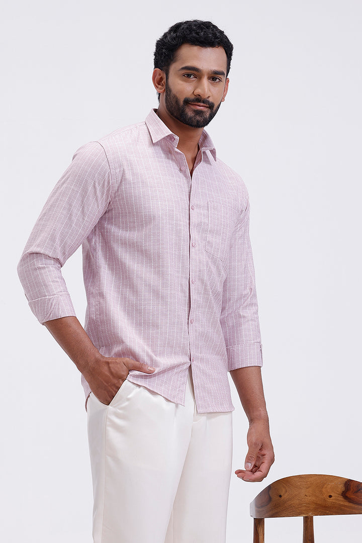 stylish dusty pink with white men casual shirt jeta