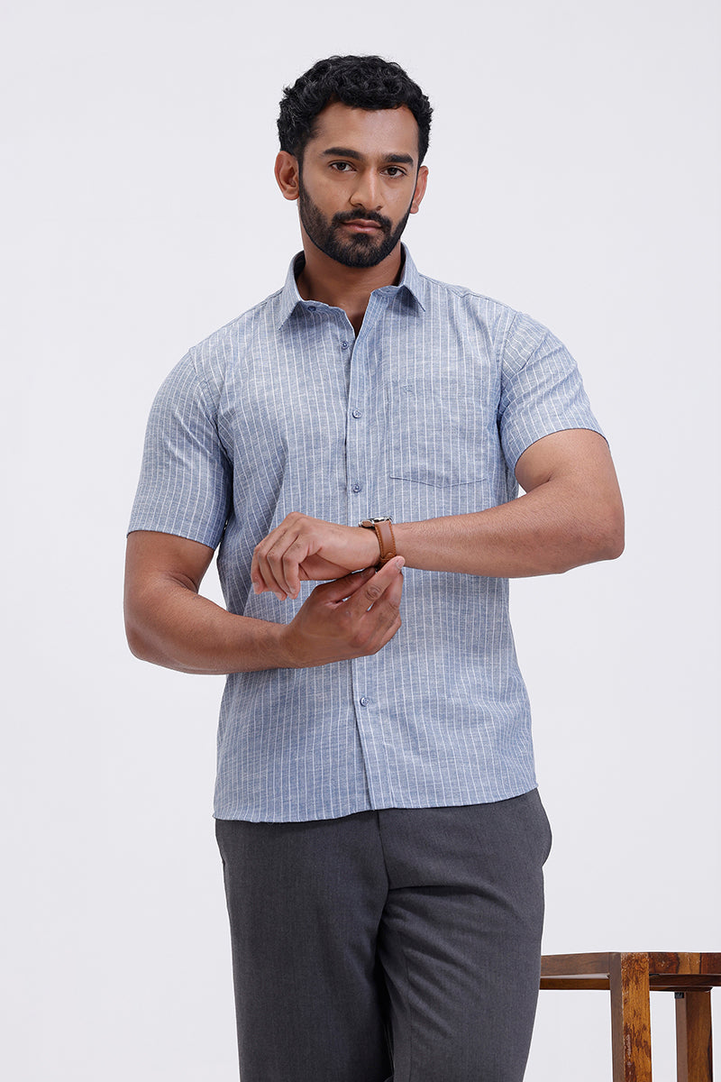 stylish dusty blue men casual shirt jeta