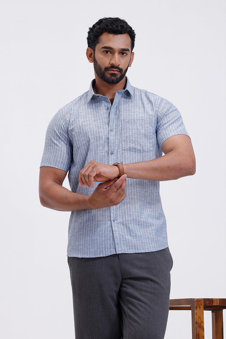 stylish dusty blue men casual shirt jeta
