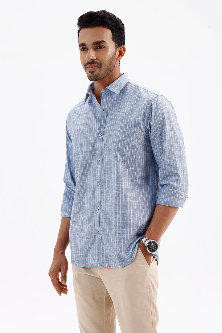 Stylish Coastal Blue Jeta Men's Casual Shirt