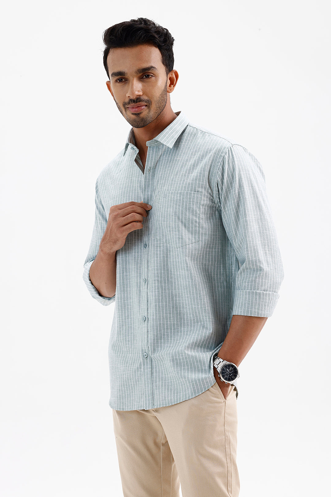 Stylish Pale Green Jeta Men's Casual Shirt
