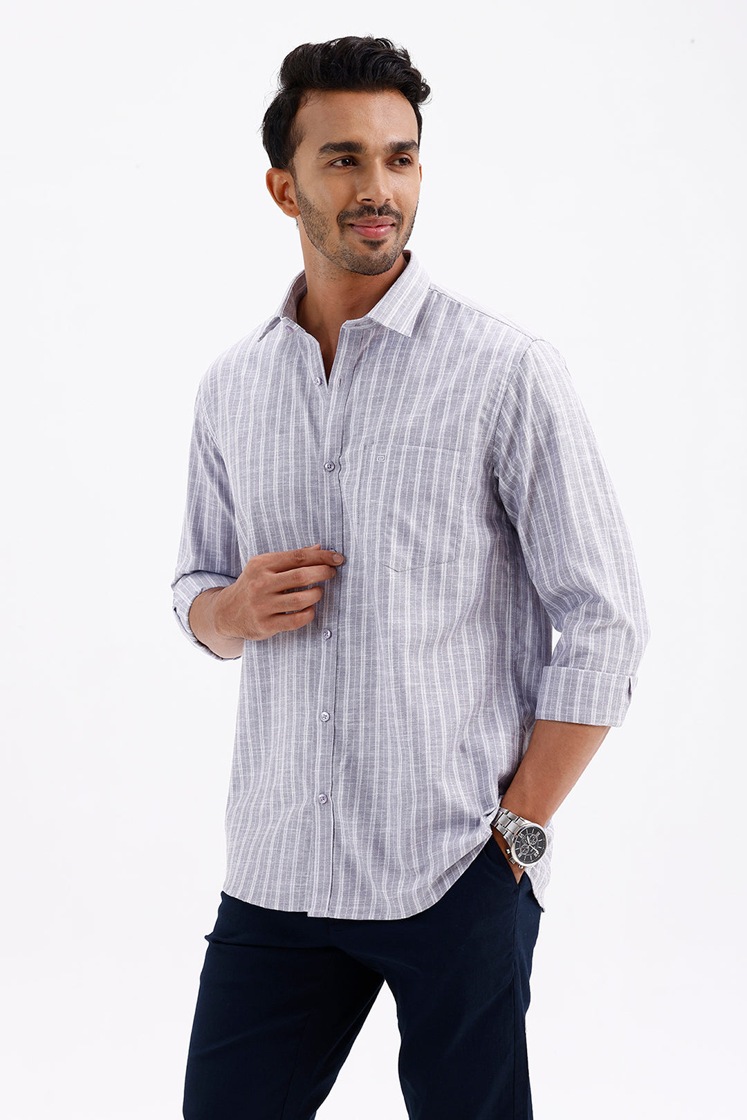Stylish Lavender Grey Jeta Men's Casual Shirt