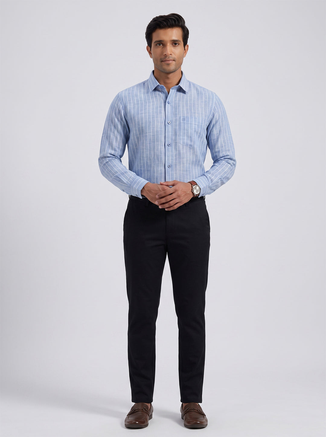Jeta + Monaco - Coastal Blue Shirt With Soft Black Trouser Combo For Men | Ariser