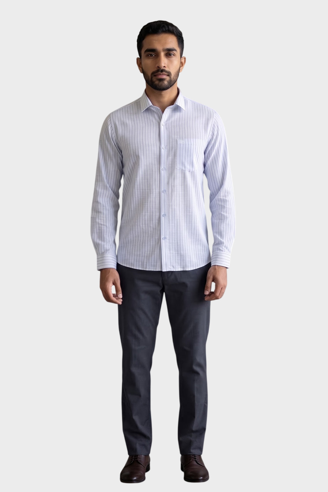 Jeta + Executive - Crystal White Shirt With Charcoal Gray Trouser Combo For Men | Ariser