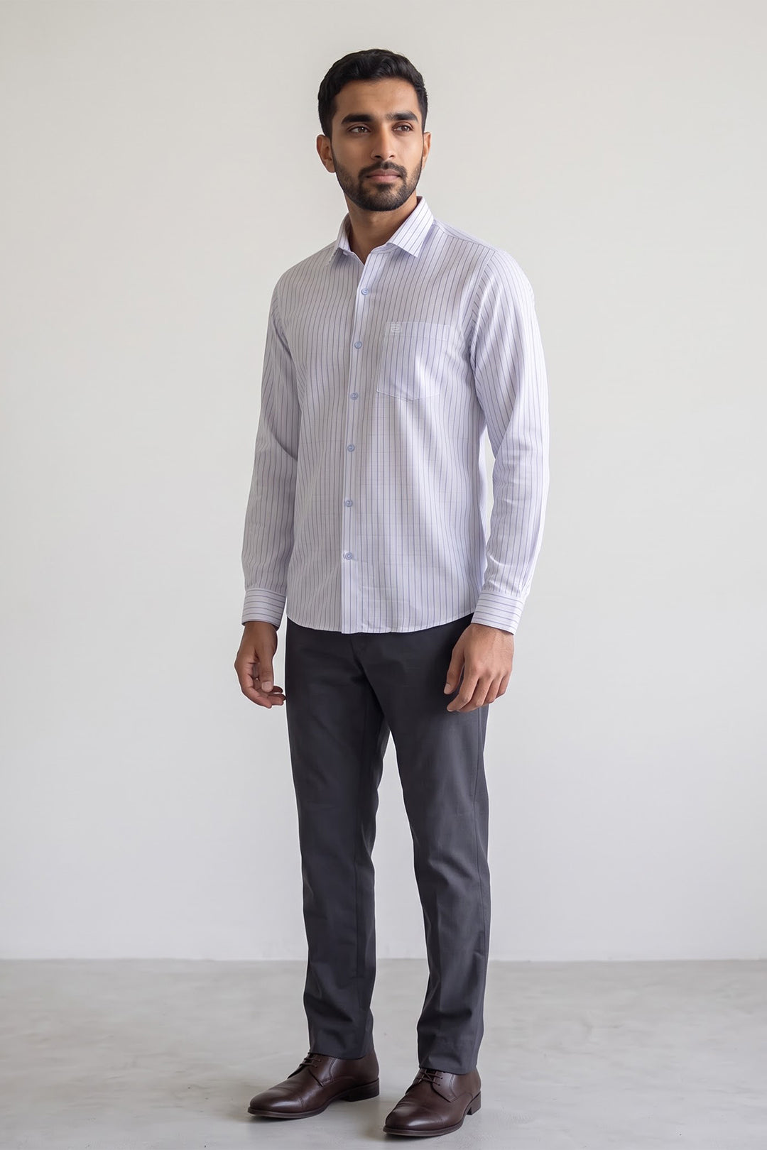 Jeta + Executive - Crystal White Shirt With Charcoal Gray Trouser Combo For Men | Ariser