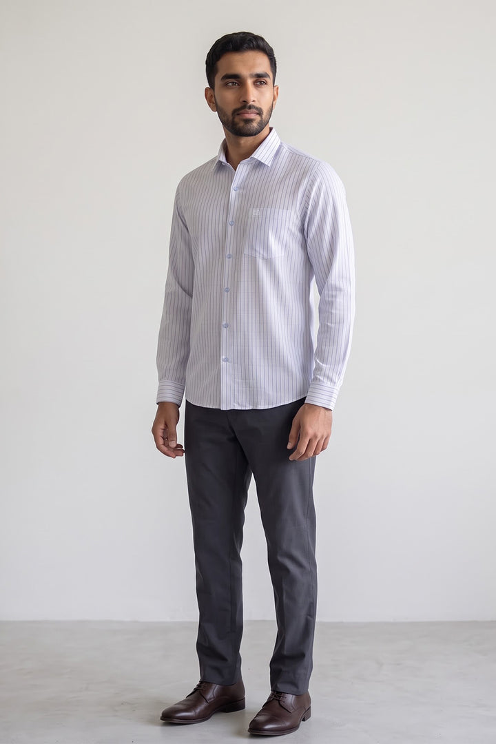 Jeta + Executive - Crystal White Shirt With Charcoal Gray Trouser Combo For Men | Ariser
