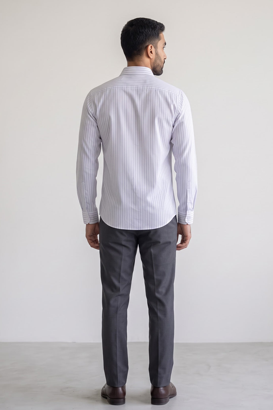 Jeta + Executive - Crystal White Shirt With Charcoal Gray Trouser Combo For Men | Ariser