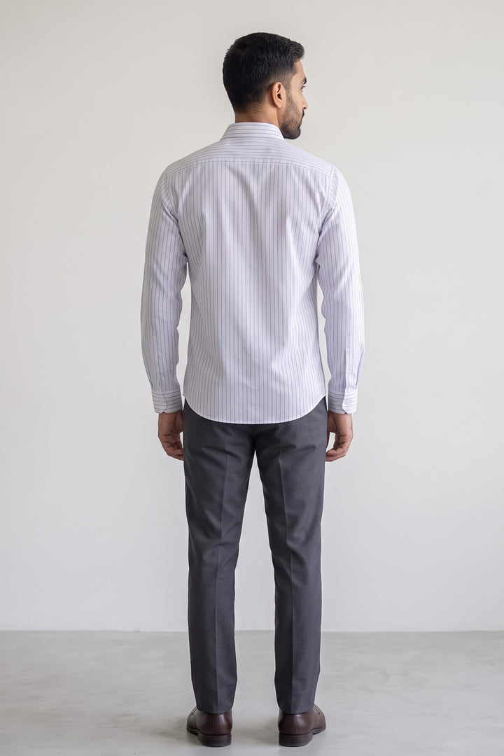 Jeta + Executive - Crystal White Shirt With Charcoal Gray Trouser Combo For Men | Ariser