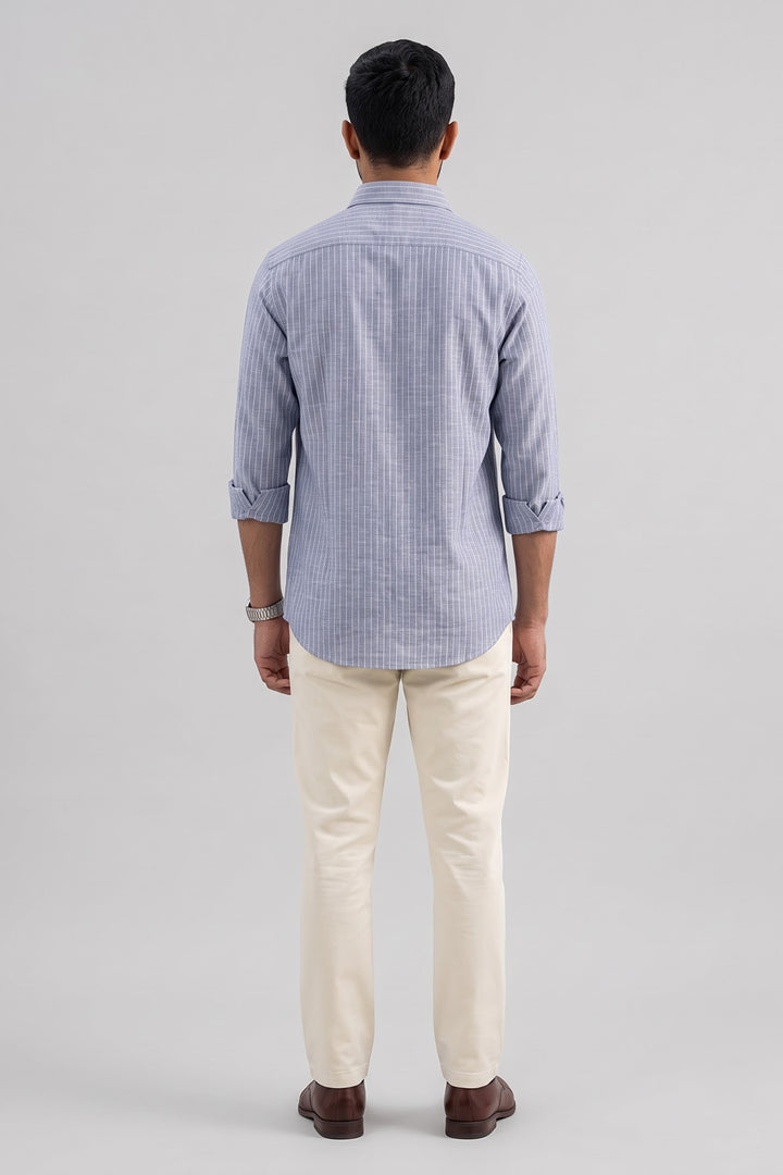 Jeta + Modern Chino - Coastal Blue Shirt With Cream White Trouser Combo For Men | Ariser