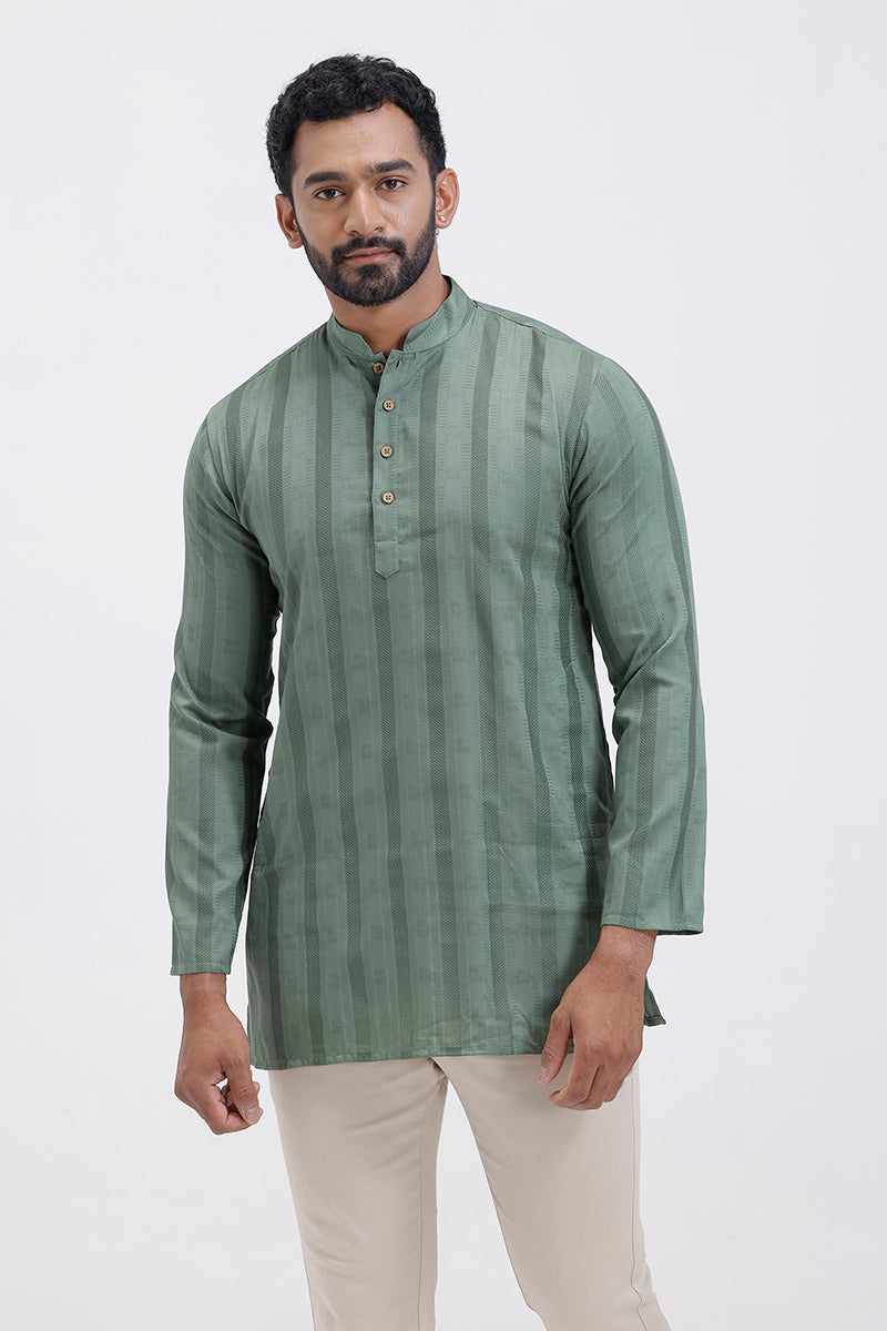 olive green long kurta for men