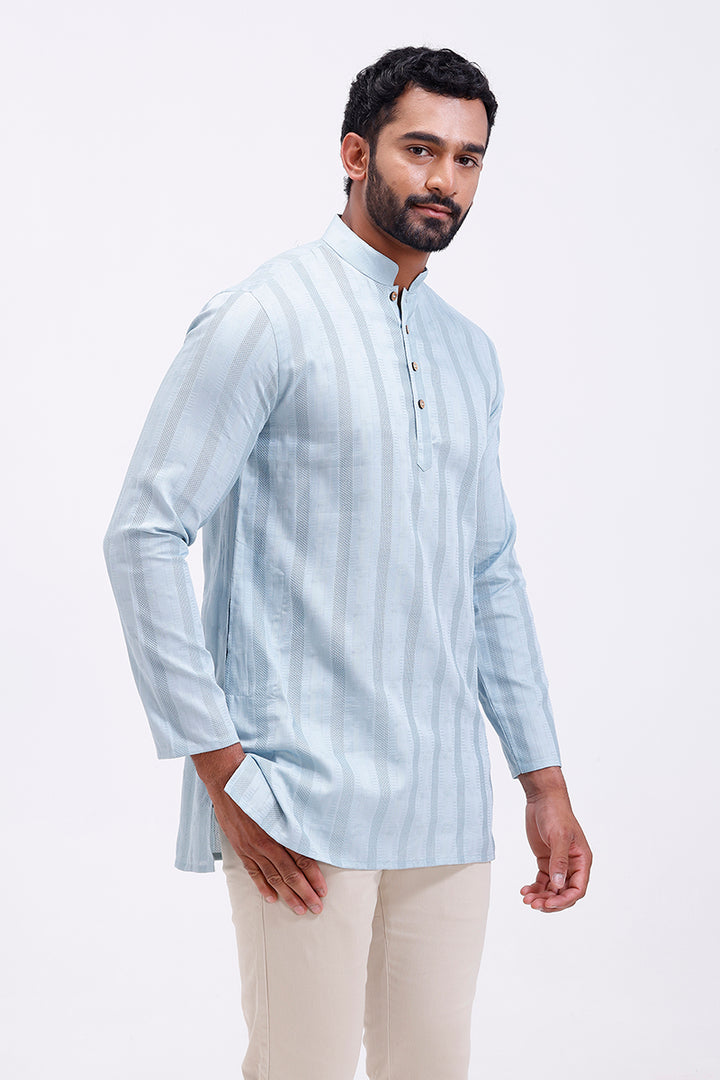 Men’s ice blue leno kurta