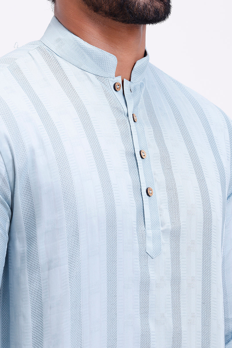 Ice blue long kurta for men