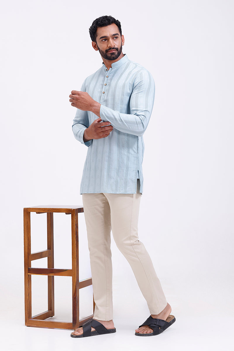 Breathable fabric ice blue kurta for men