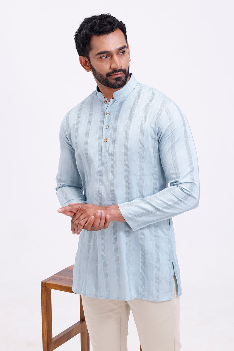 Elegant ice blue straight cut kurta men