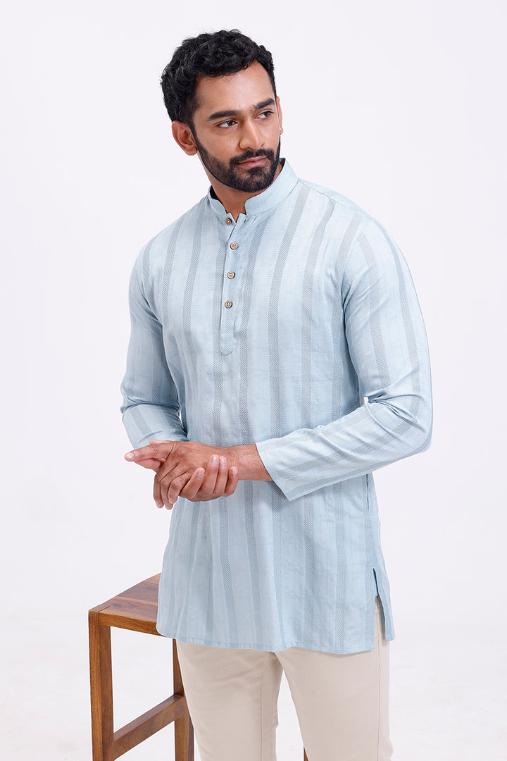 Elegant ice blue straight cut kurta men