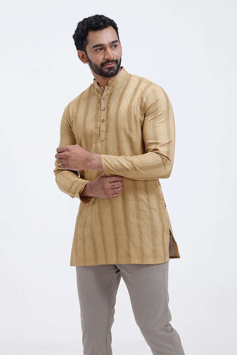 Leno fabric long kurta men