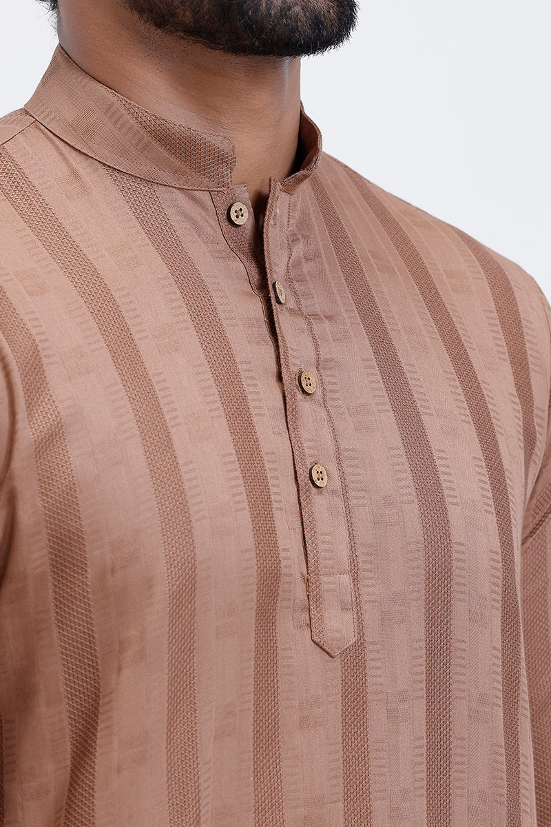 Leno mocha brown kurta men