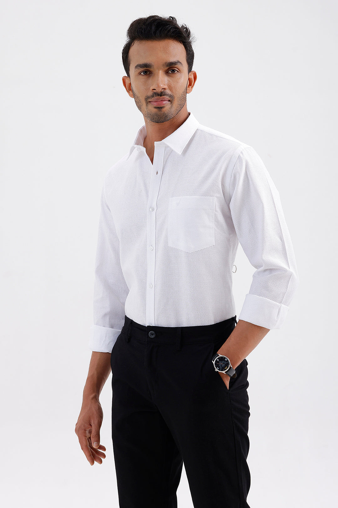 Stylish White Cotton Vito Men's Formal Shirt