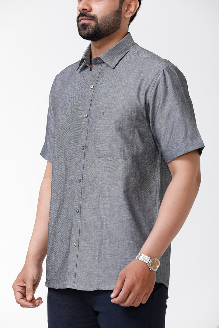 Linen Classic - Charcoal Gray Formal Shirts for Mens | Uathayam