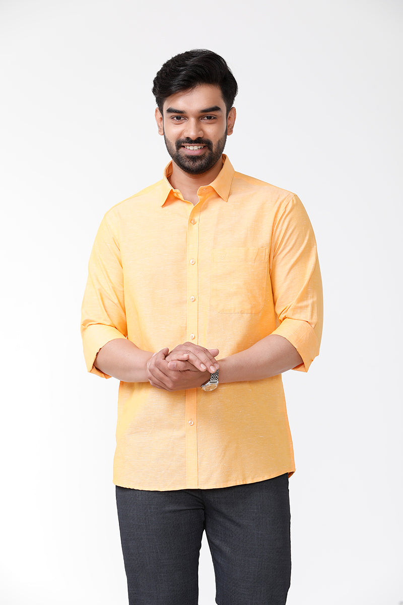 Linen Classic - Orange Yellow Formal Shirts for Mens Linen Classic - Orange Yellow Formal Shirts for Mens