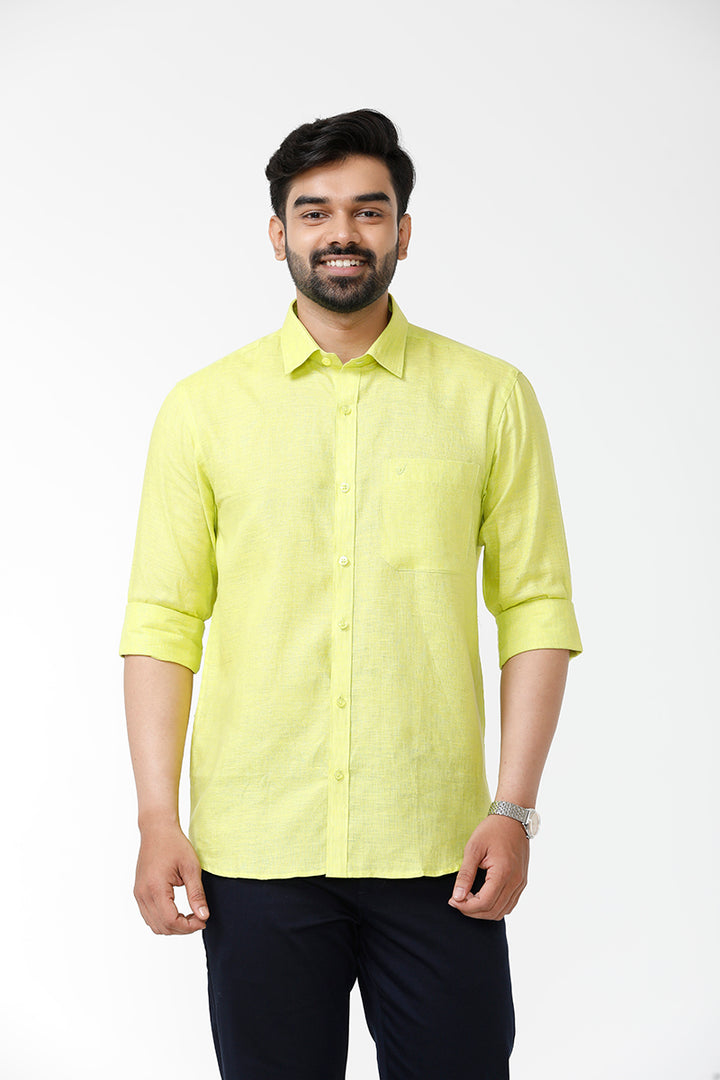 Lime Yellow - Pure Linen Colour Shirts - LC20008