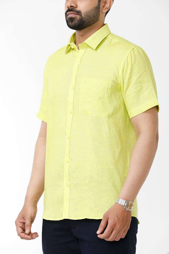 Lime Yellow - Pure Linen Colour Shirts - LC20008