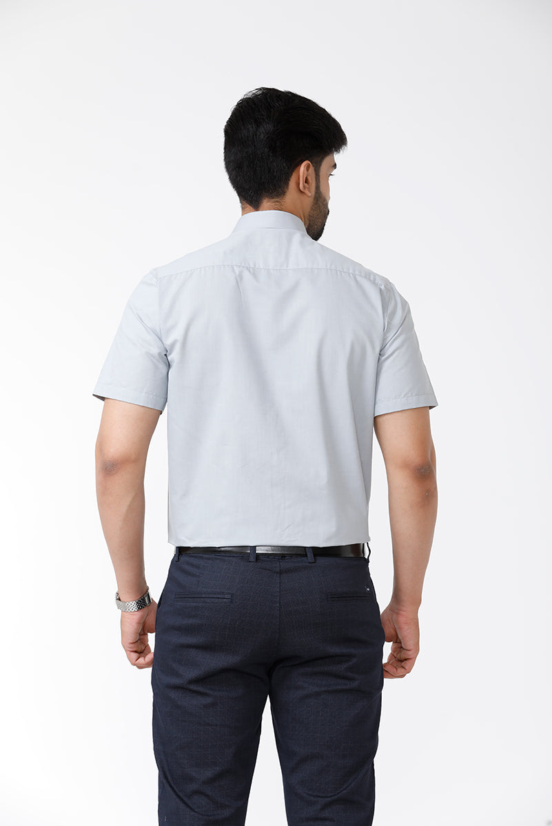 ARISER Zurich Grey Color Cotton Rich Solid Formal Slim Fit Half Sleeve Shirt for Men - ZU10404
