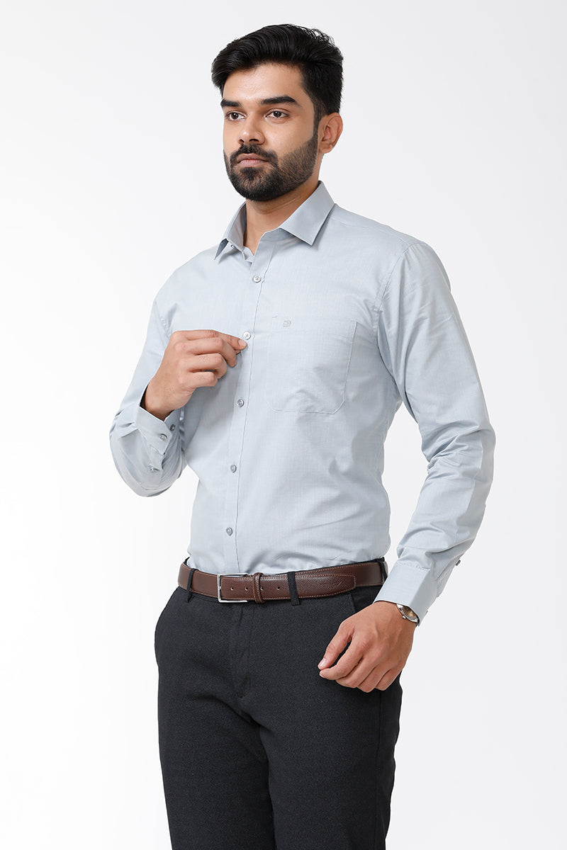 ARISER Zurich Grey Color Cotton Rich Solid Formal Slim Fit Full Sleeve Shirt for Men - ZU10404