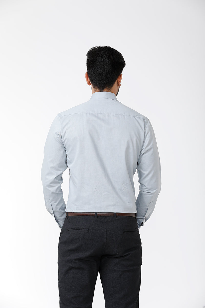 ARISER Zurich Grey Color Cotton Rich Solid Formal Slim Fit Full Sleeve Shirt for Men - ZU10404