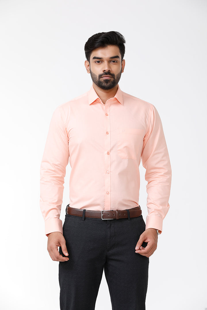 ARISER Zurich Light Orange Color Cotton Rich Solid Formal Slim Fit Full Sleeve Shirt for Men ZU10401