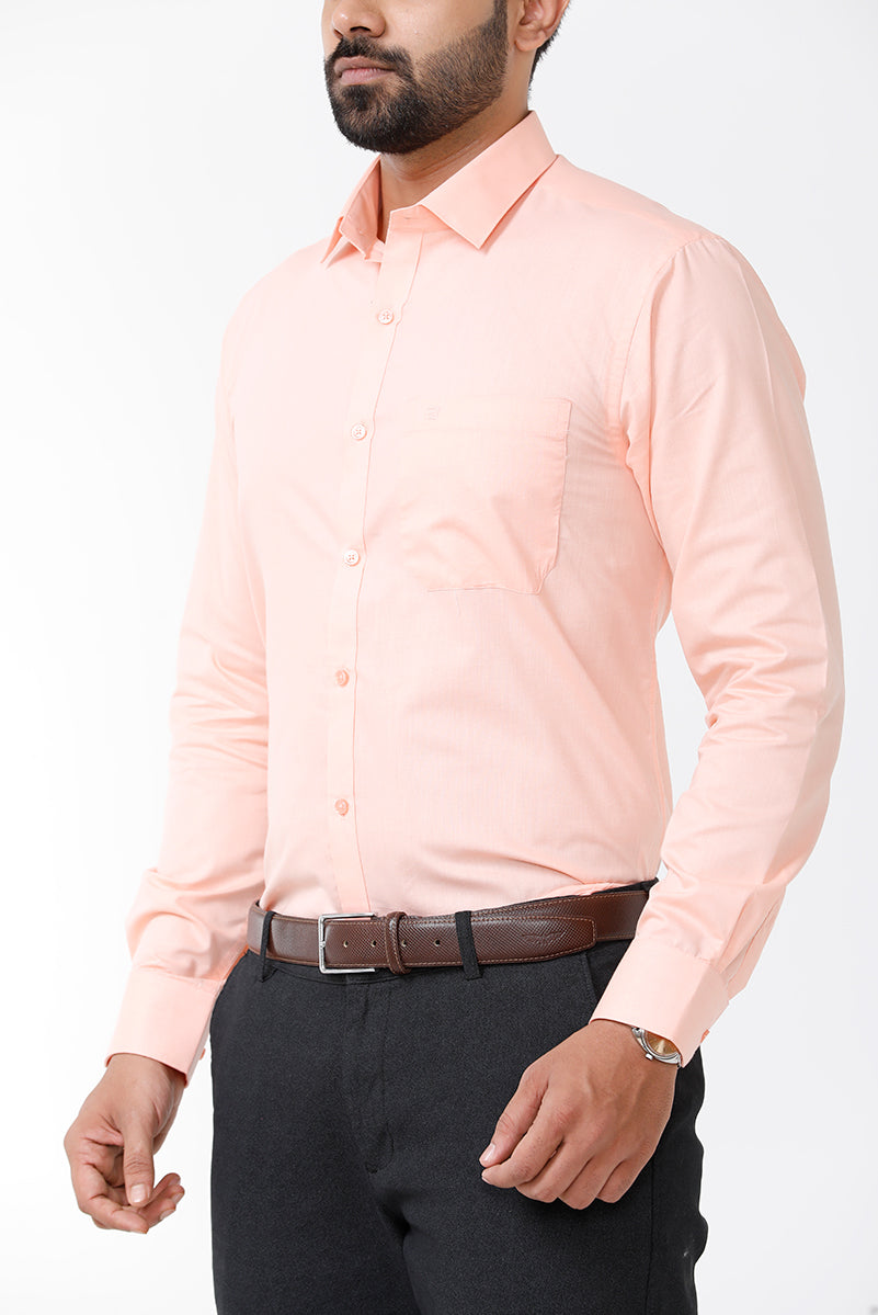 ARISER Zurich Light Orange Color Cotton Rich Solid Formal Slim Fit Full Sleeve Shirt for Men ZU10401