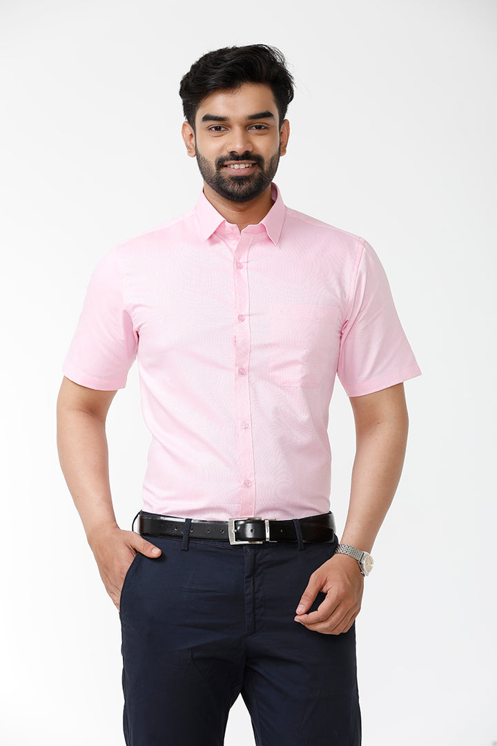 ARISER Luxor Solid Cotton Slim Fit Half Sleeve Shirt for Men - LX70012