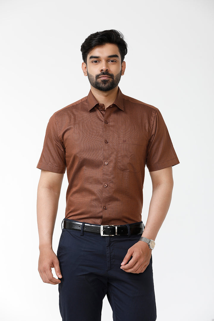 ARISER Luxor Solid Cotton Smart Fit Half Sleeve Shirt for Men - LX70008