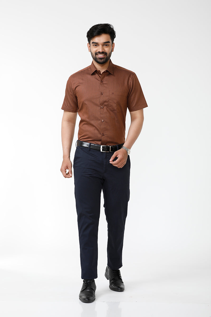 ARISER Luxor Solid Cotton Smart Fit Half Sleeve Shirt for Men - LX70008