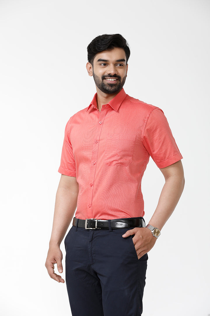 ARISER Luxor Solid Cotton Smart Fit Half Sleeve Shirt for Men - LX70005