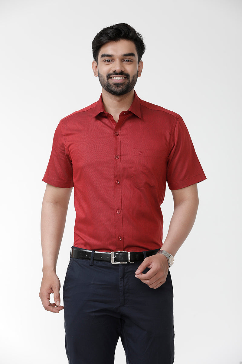ARISER Luxor Solid Cotton Smart Fit Half Sleeve Shirt for Men - LX70002