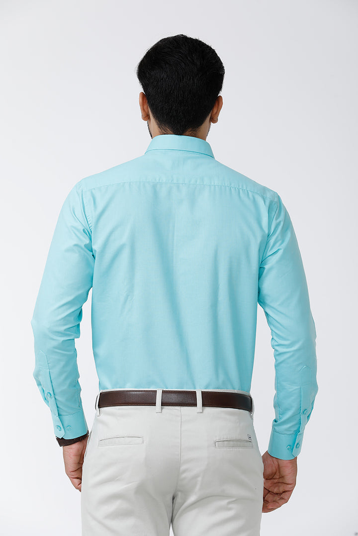 ARISER Zurich Turquoise Blue Cotton Rich Solid Formal Slim Fit Full Sleeve Shirt for Men ZU10402
