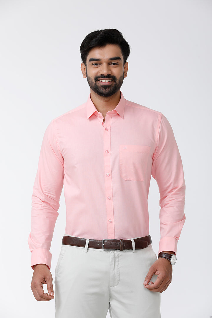 ARISER Zurich Pink Color Cotton Rich Solid Formal Slim Fit Full Sleeve Shirt for Men - ZU10406