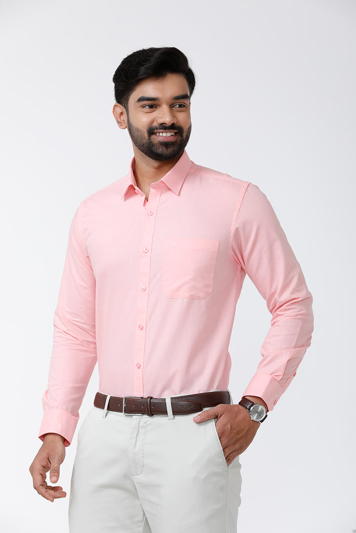 ARISER Zurich Pink Color Cotton Rich Solid Formal Slim Fit Full Sleeve Shirt for Men - ZU10406