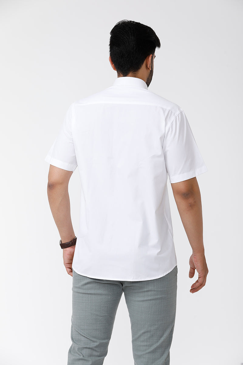 Delight Cotton Solid Regular Fit White Trending Formal Shirt for Men