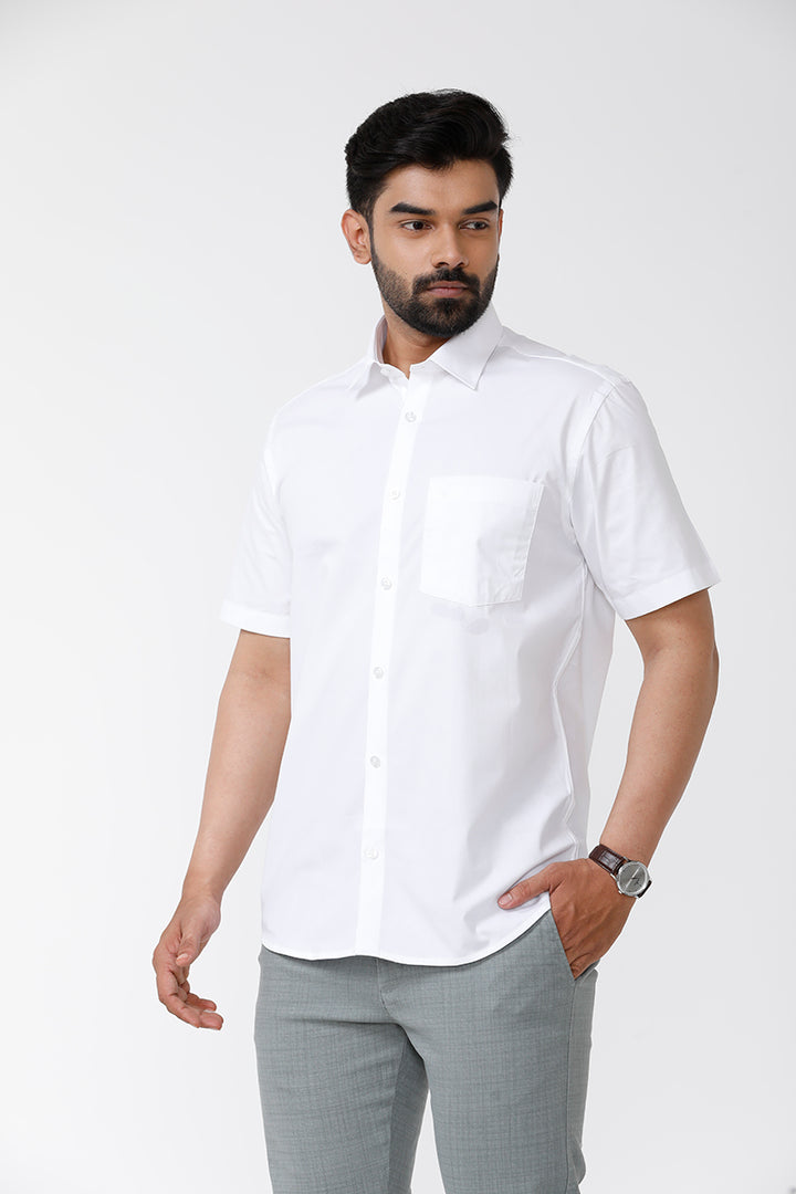 Uathayam Minister Cotton Formal White Shirt For Men