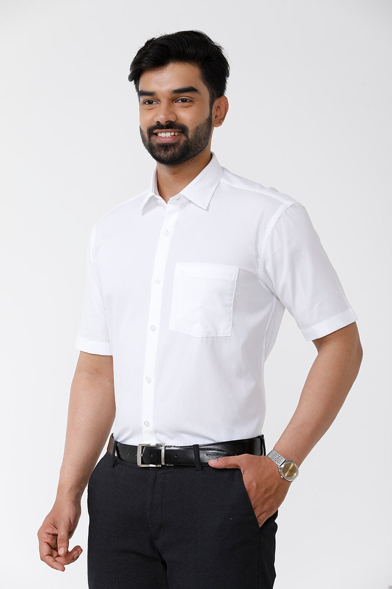 Arrow Cotton Solid Regular Fit White Formal Shirt for Men – Uathayam